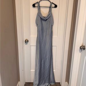 Show Me Your MuMu Blue Sheath Maxi Dress Halter Neck